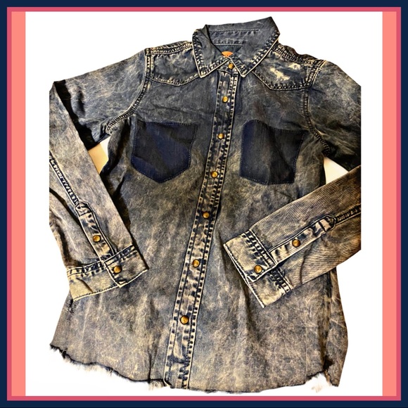 NWT BLANK NYC KIDS DISTRESSED SNAP SHIRT Sz S - Picture 4 of 10